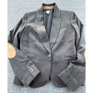 Cremieux Blazer Womens 4 Black Herringbone‎ Lined Elbow Patch Jacket Sports Coat